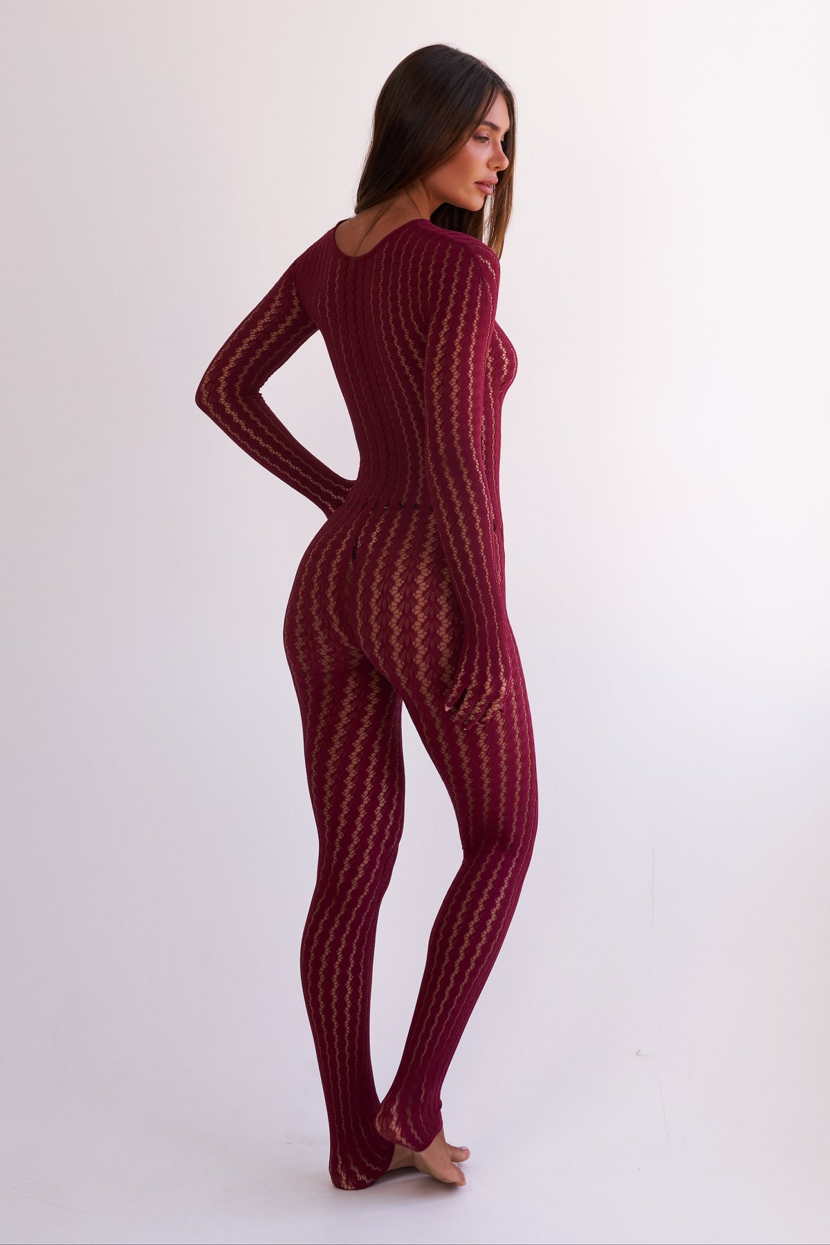 Rosa Transparan Örgü Tulum — görsel 8